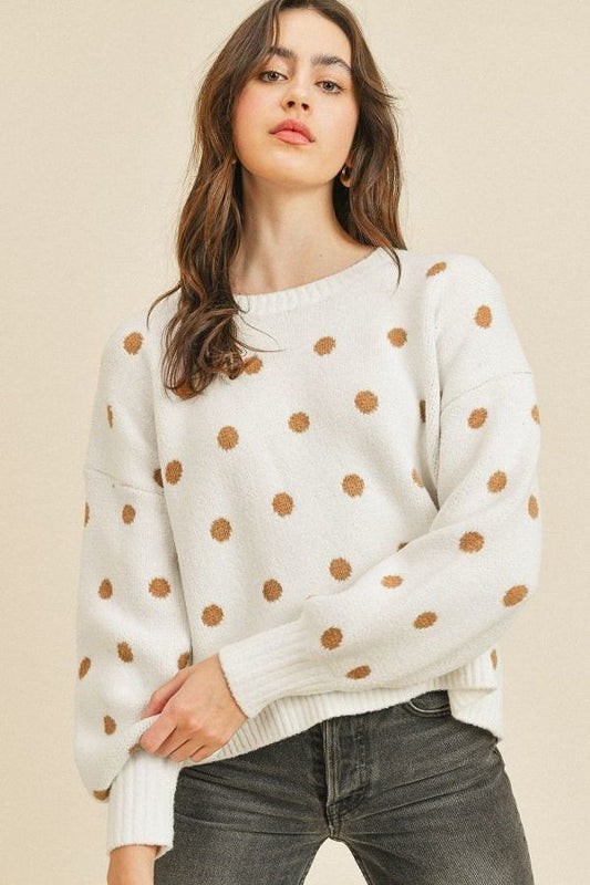 Polka Dot Long Sleeve Sweater - Tigbuls Variety Fashion