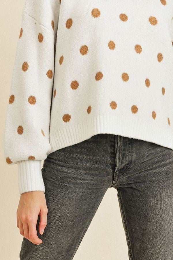 Polka Dot Long Sleeve Sweater - Tigbuls Variety Fashion