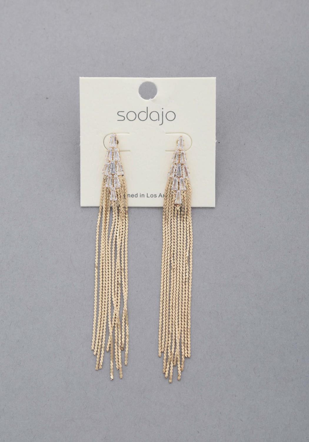 Sodajo Crystal Metal Chain Dangle Earring - Tigbul's Fashion