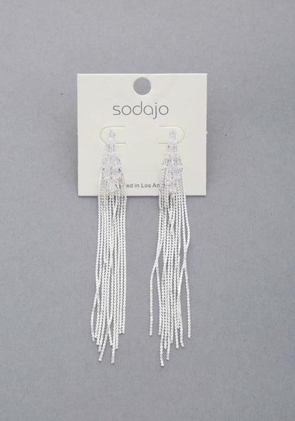 Sodajo Crystal Metal Chain Dangle Earring - Tigbul's Fashion