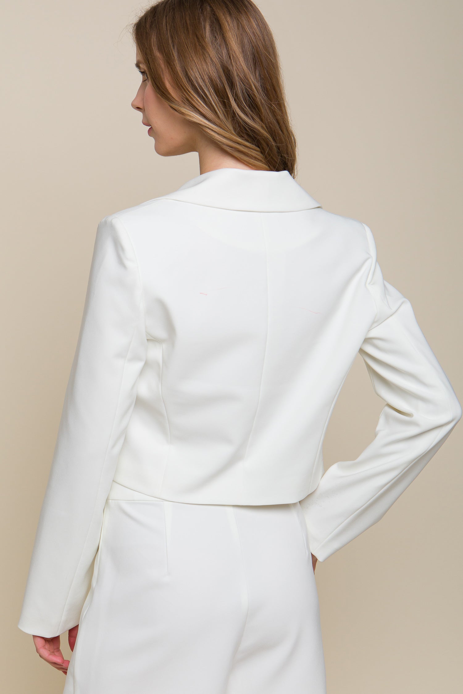 White Button Crop Blazer - Tigbuls Variety Fashion