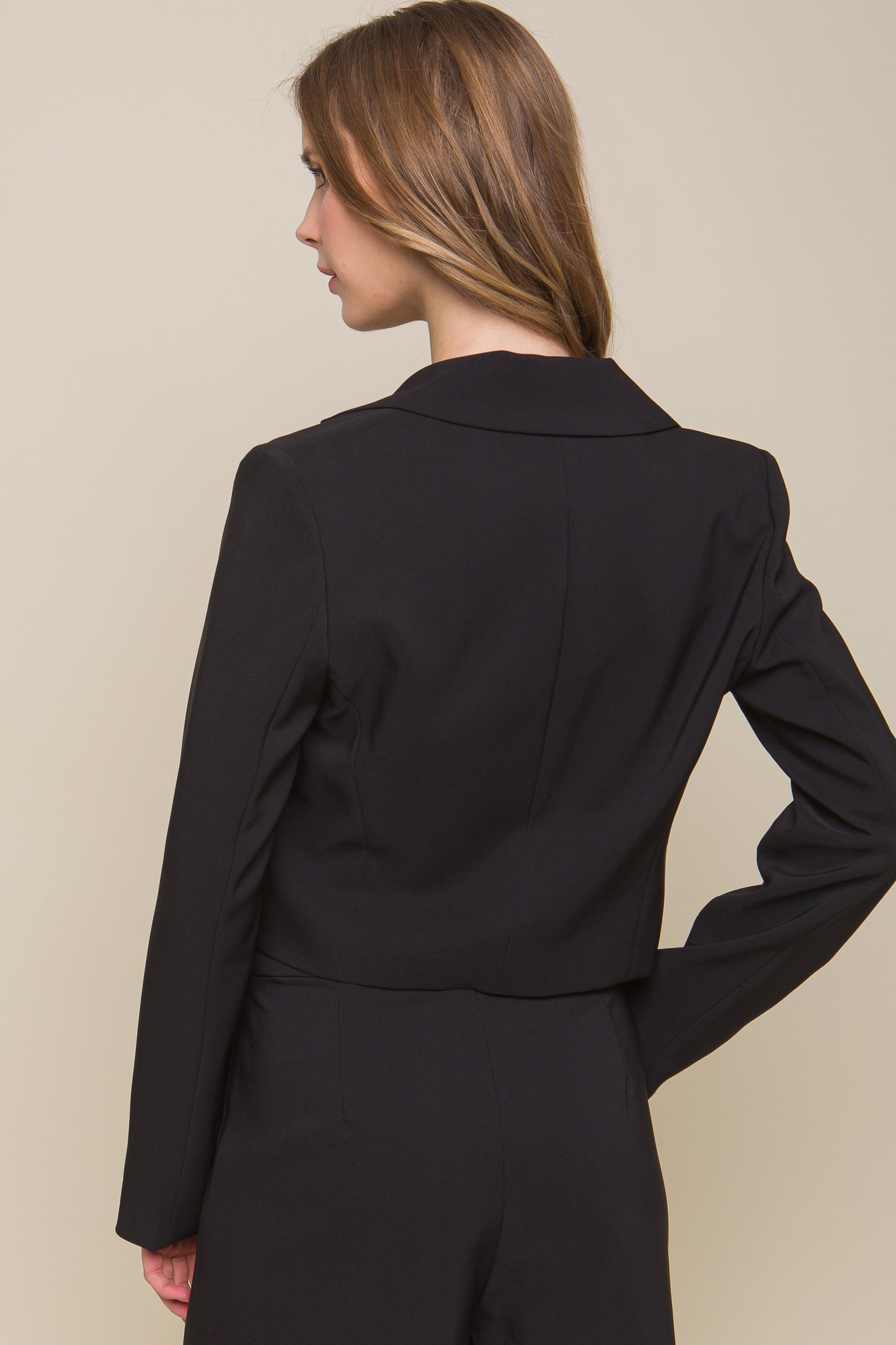 Black 2 Button Detail Crop Blazer - Tigbuls Variety Fashion