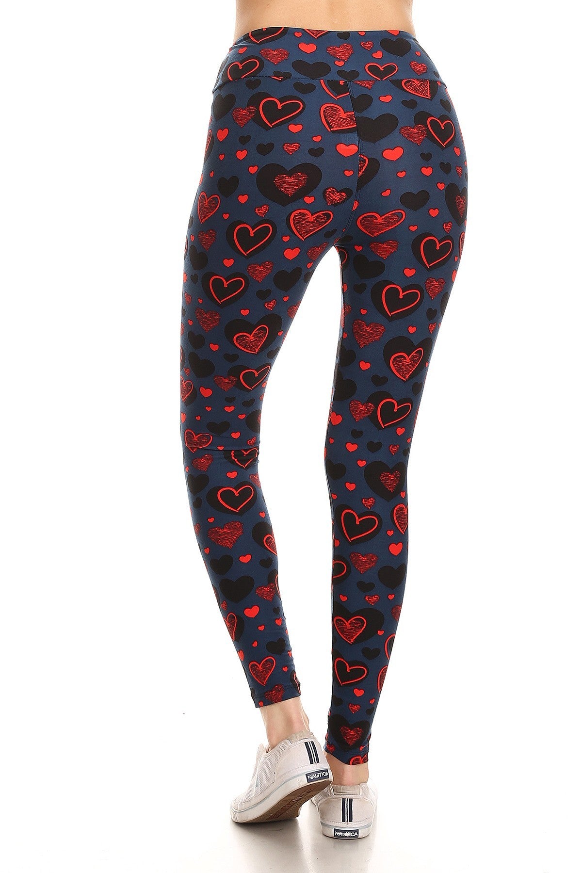 Yoga Style Banded Lined Heart Print, Full Length Leggings In A Slim Fitting Style With A Banded High Waist - Tigbul's Fashion