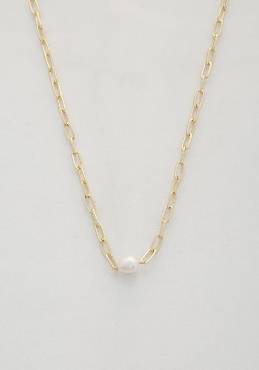Pearl Bead Oval Link Necklace - Tigbul's Fashion