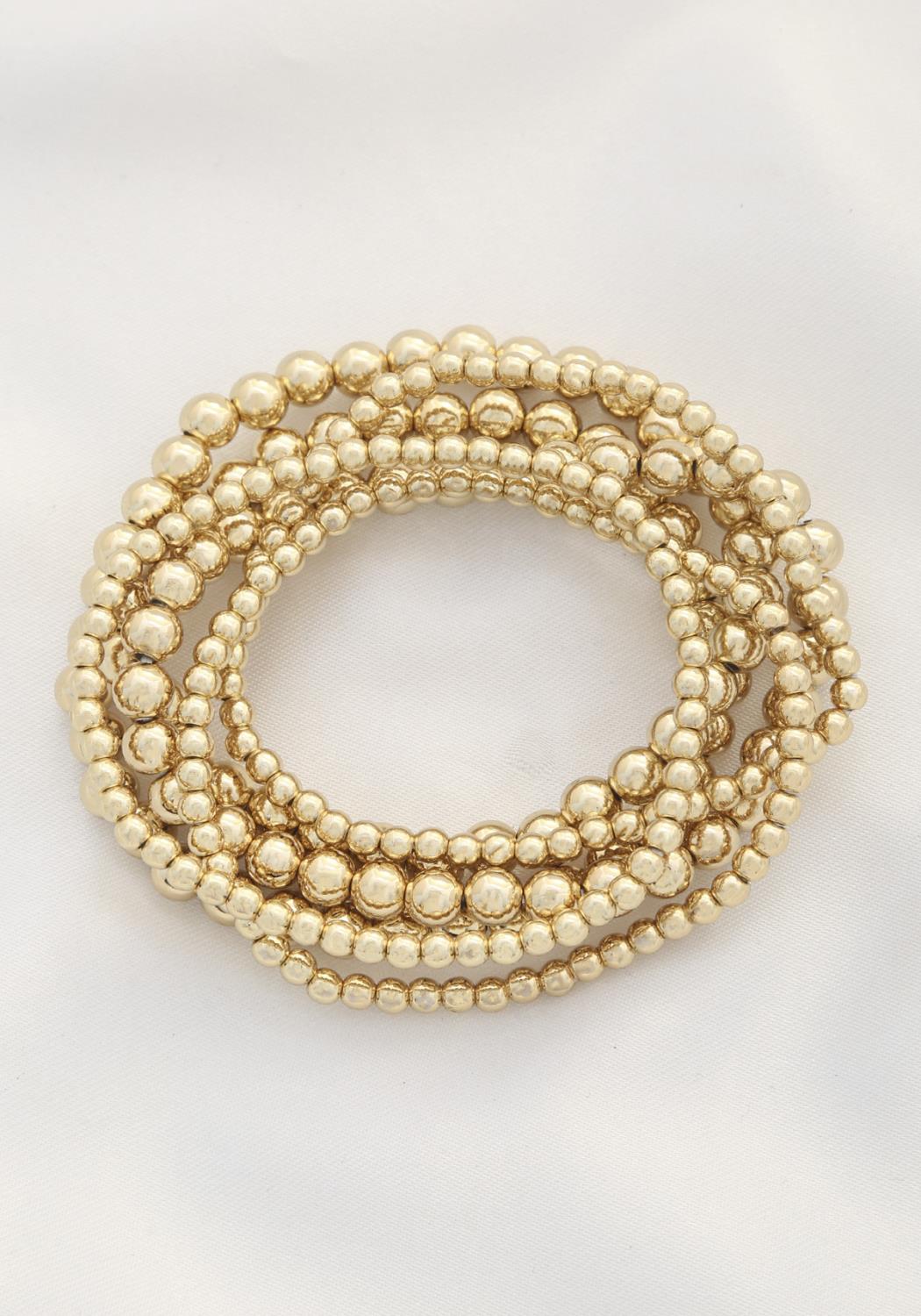 Gold Color Ball Bead Bracelet Set | Tigbul's Fashion