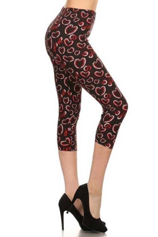 Multi-color Print, Cropped Capri Leggings In A Fitted Style With A Banded High Waist - Tigbul's Fashion