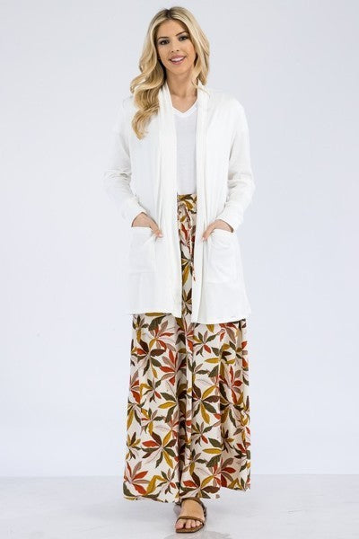 Ivory Casual Cardigan With Pockets | Tigbuls Variety Fashion