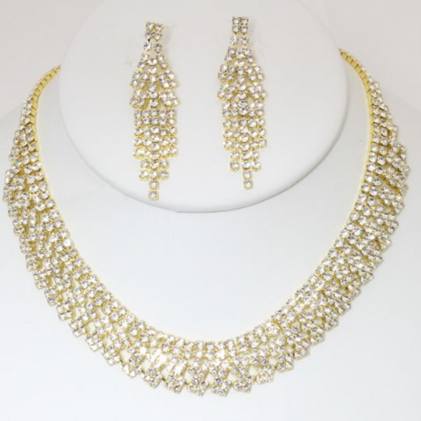 Rhinestone Necklace Earring Set - Tigbul's Fashion