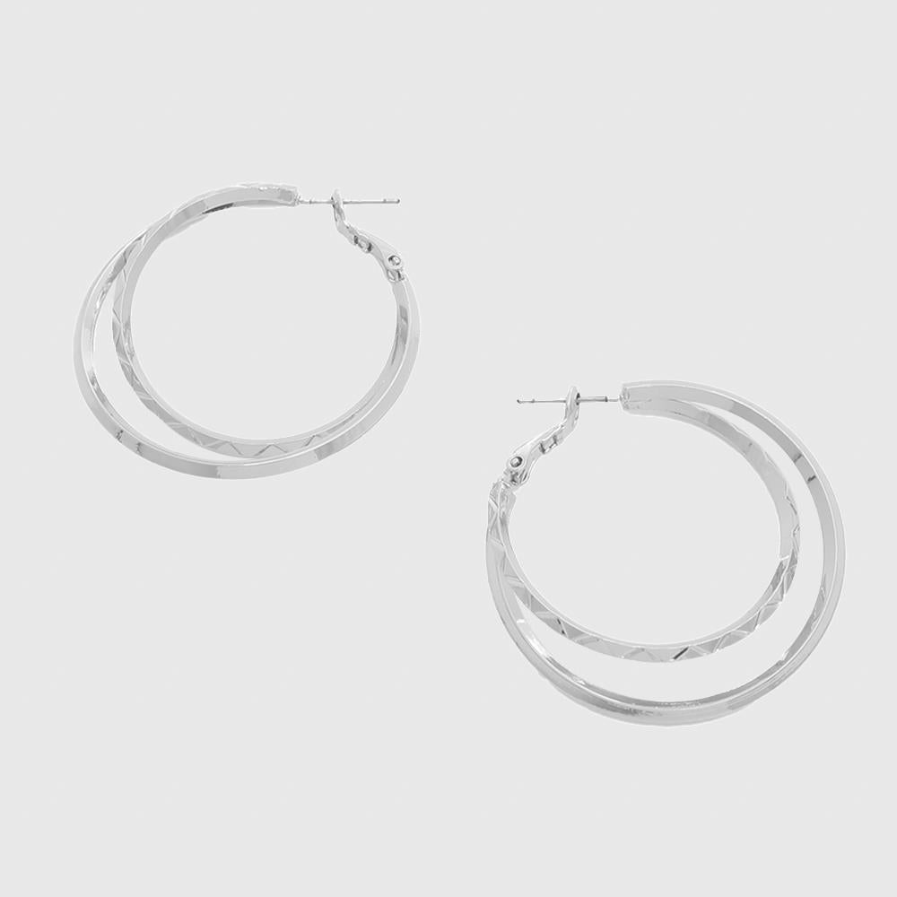 Metal Double Hoop Earring - Tigbuls Variety Fashion
