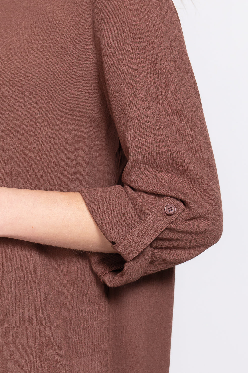 3/4 Roll Up Slv Pleated Blouse - Tigbul's Fashion