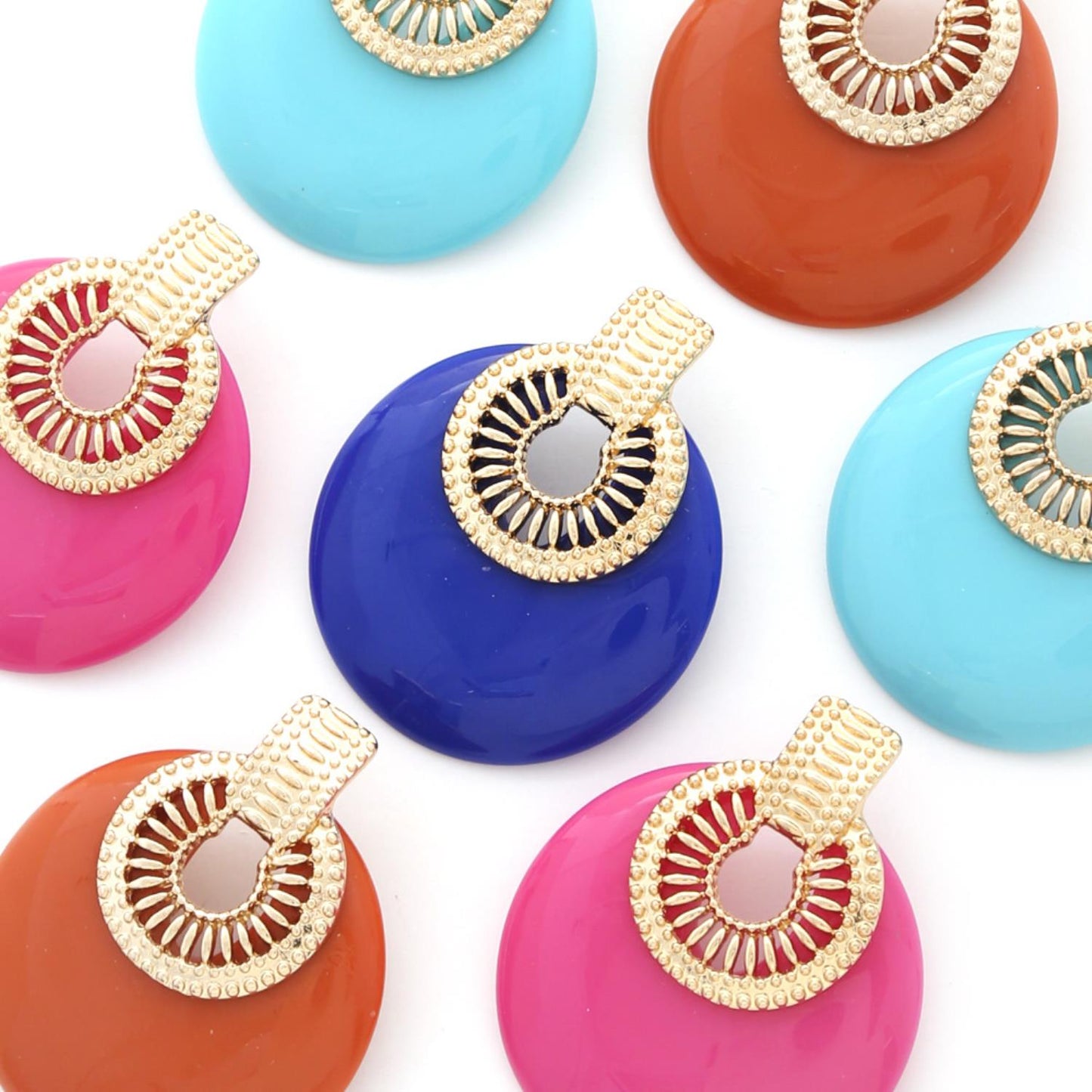 Colorful Round Metal Post Earrings - Tigbul's Fashion