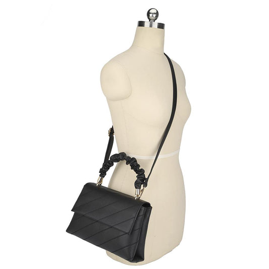 Fashion Smooth Pattern Wrinkle Handle Crossbody Bag - Tigbul's Variety Fashion Shop