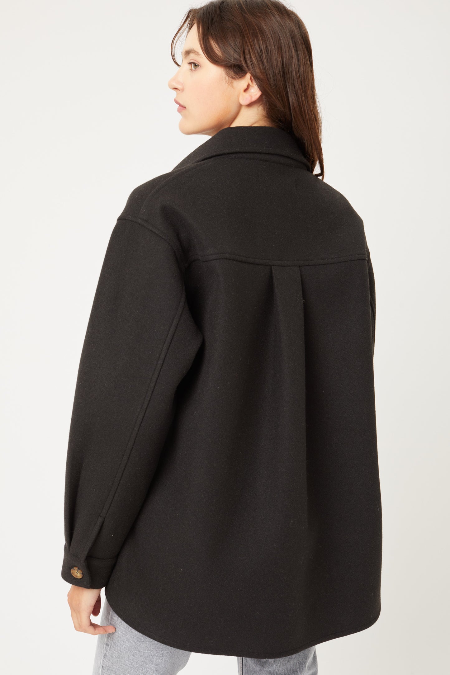 Jq Fleece Oversized Shacket Black - Tigbul's Fashion