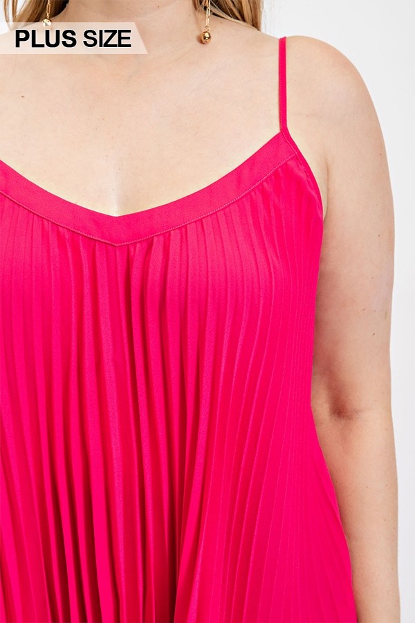 Pleated Tank Top With Adjustable Strap - Tigbul's Fashion