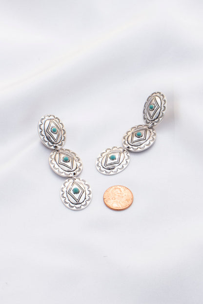 Oval Western Metal Dangle Earring - Tigbul's Fashion