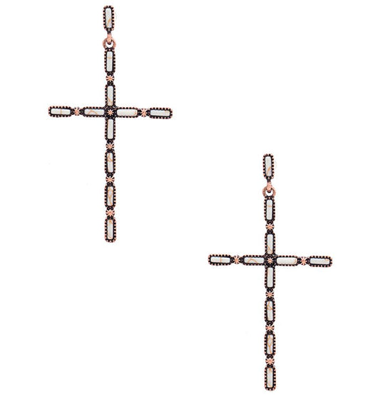 Multi Stone Pattern Cross Metal Earring - Tigbul's Fashion