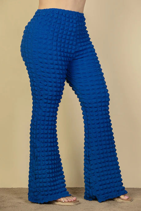 Plus Size Bubble Fabric Flare Pants - Tigbul's Fashion