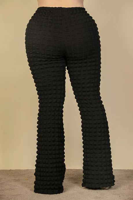 Plus Size Bubble Fabric Flare Pants - Tigbul's Fashion
