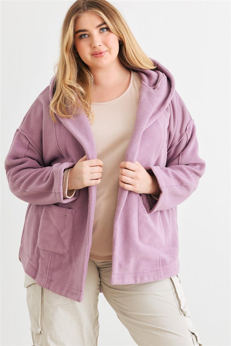 Mauve Open Front Soft Touch Hooded Jacket | Tigbuls Variety