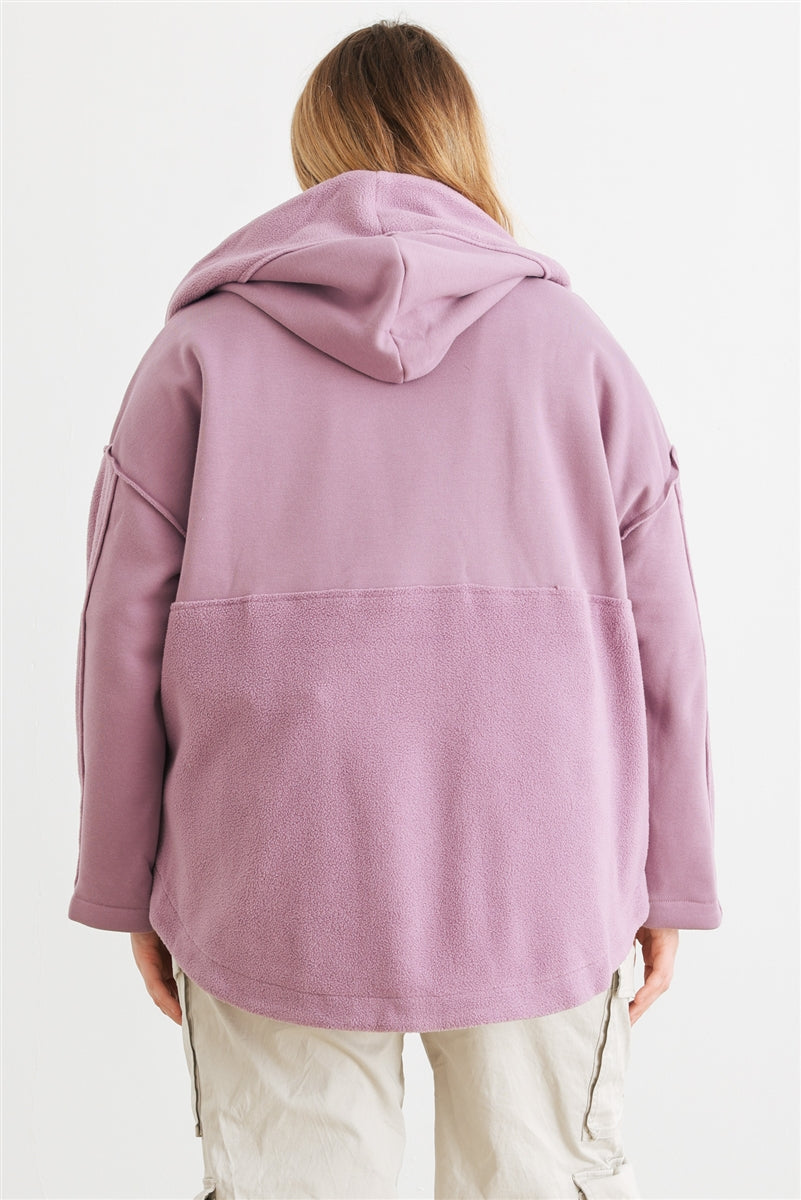Mauve Open Front Soft Touch Hooded Jacket | Tigbuls Variety
