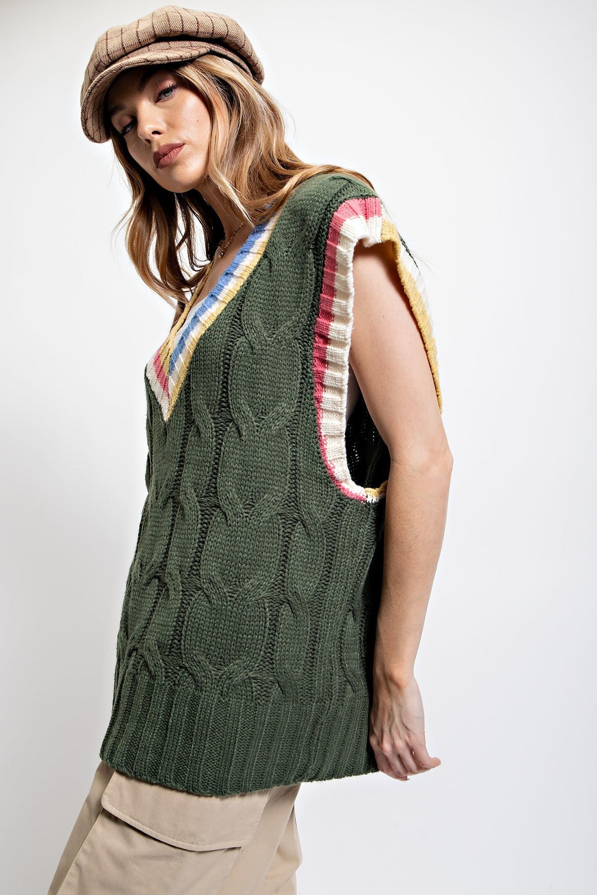 Multi Color Knitted Sweater Vest - Tigbuls Variety Fashion