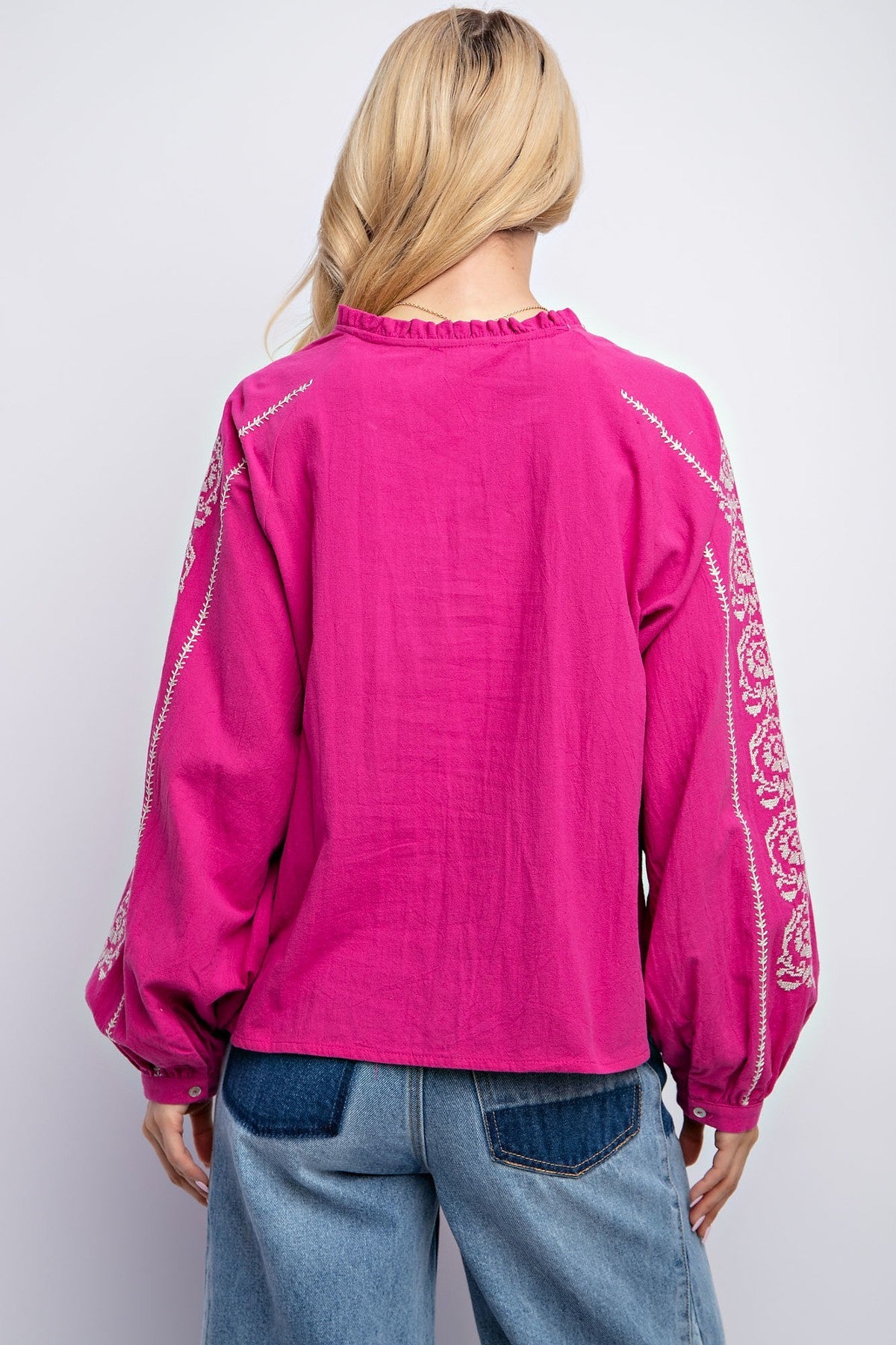Linen Gauze Embroidered Top - Tigbuls Variety Fashion