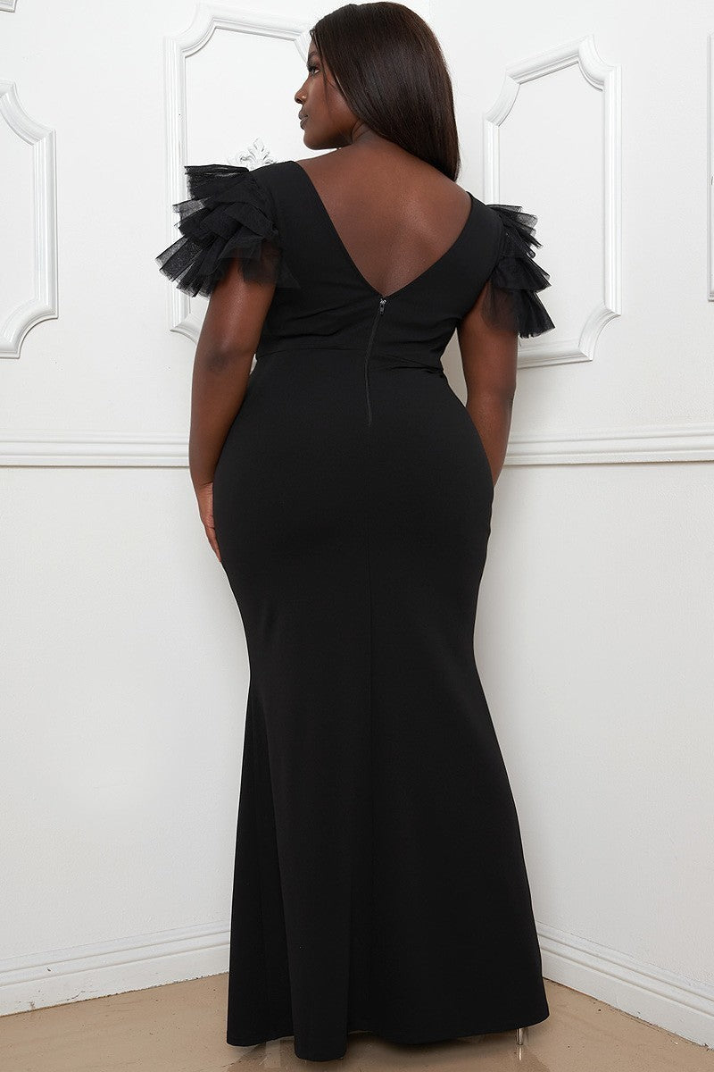 Black Plus Size Formal Maxi Dress - Tigbuls Variety Fashion