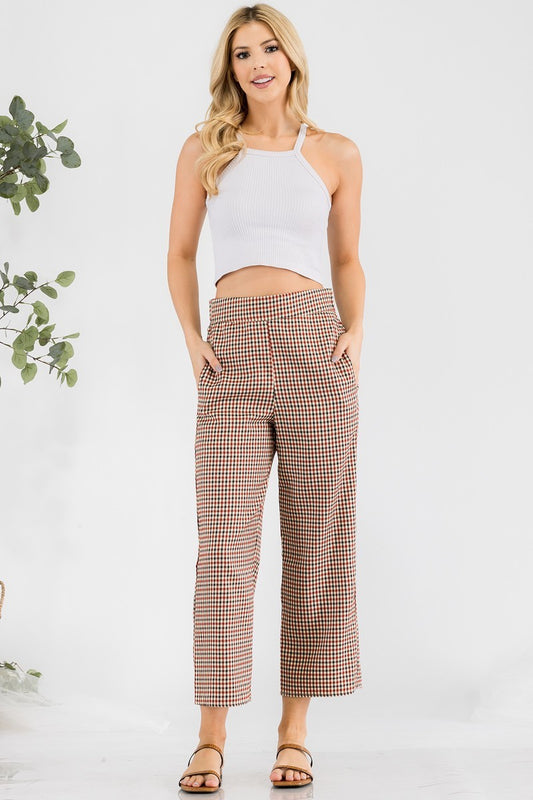 Checkered High Waisted Cropped Pants | Tigbuls Variety Fashion