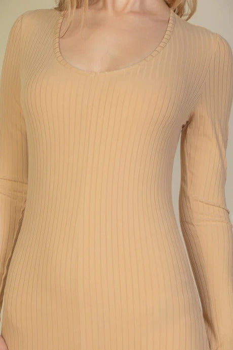 Ribbed Scoop Neck Long Sleeve Jumpsuit - Tigbuls Variety Fashion