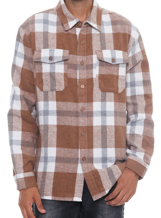 Men's Flannel Mocha/Grey Soft Flannel Shirt | Tigbuls Variety