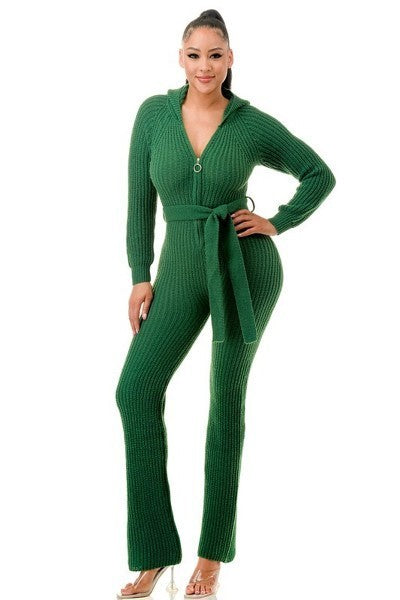 Soft Rib Knit Hooded Jumpsuit | Tigbuls Variety Fashion 
