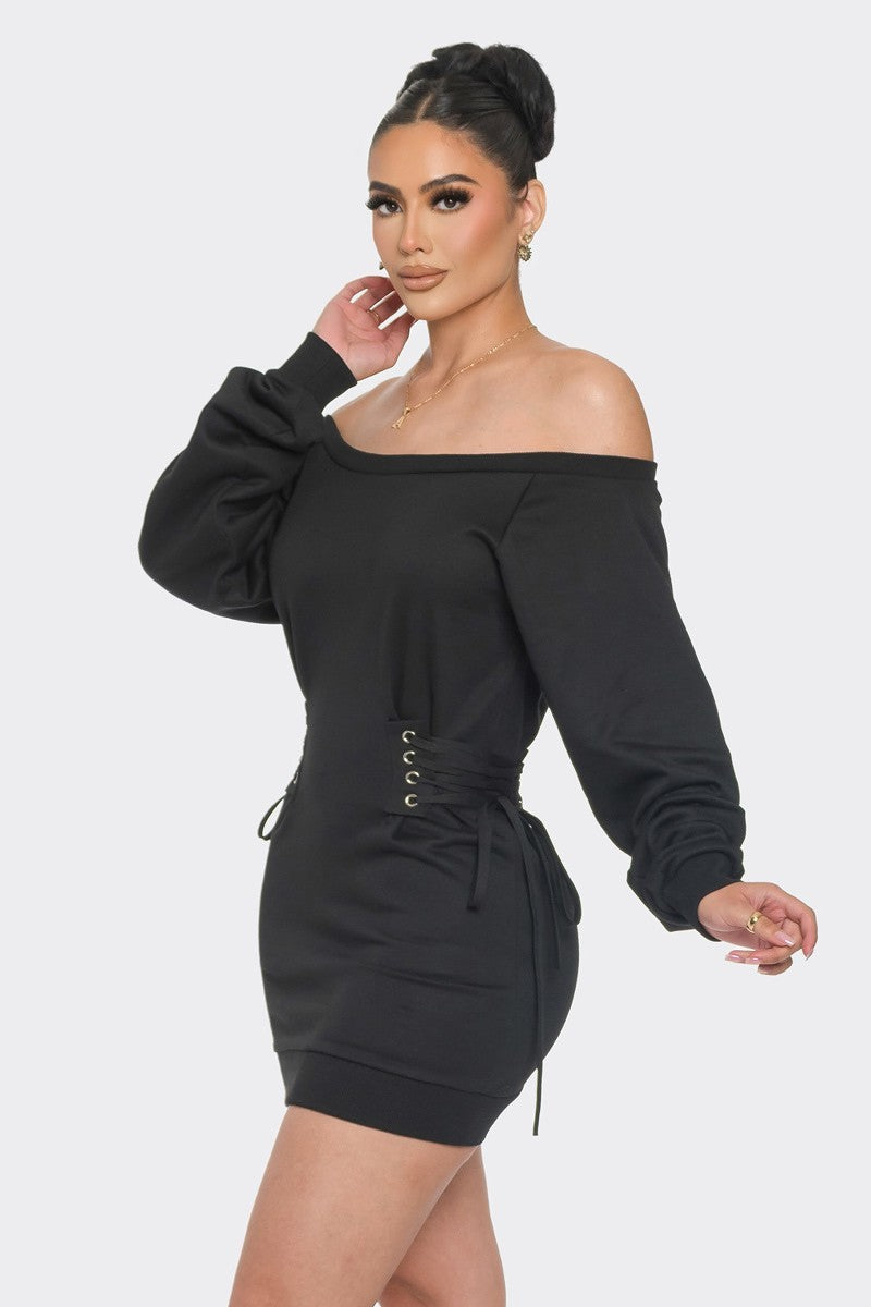 Black Off Shoulder Mini Dress - Tigbuls Variety Fashion