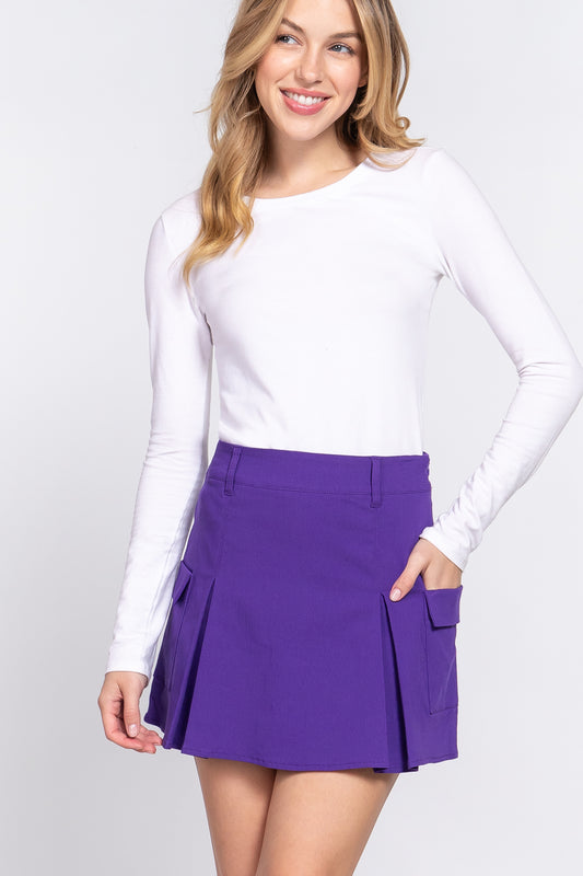 Purple Stretch Cargo Mini Skirt With Underpants - Tigbuls Variety Fashion