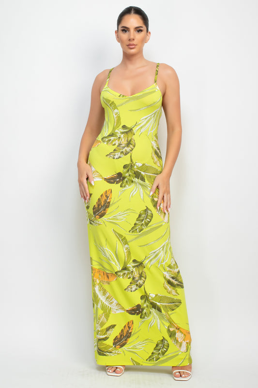 Sleeveless Tropical Print Maxi Dress - Tigbuls Variety Fashion