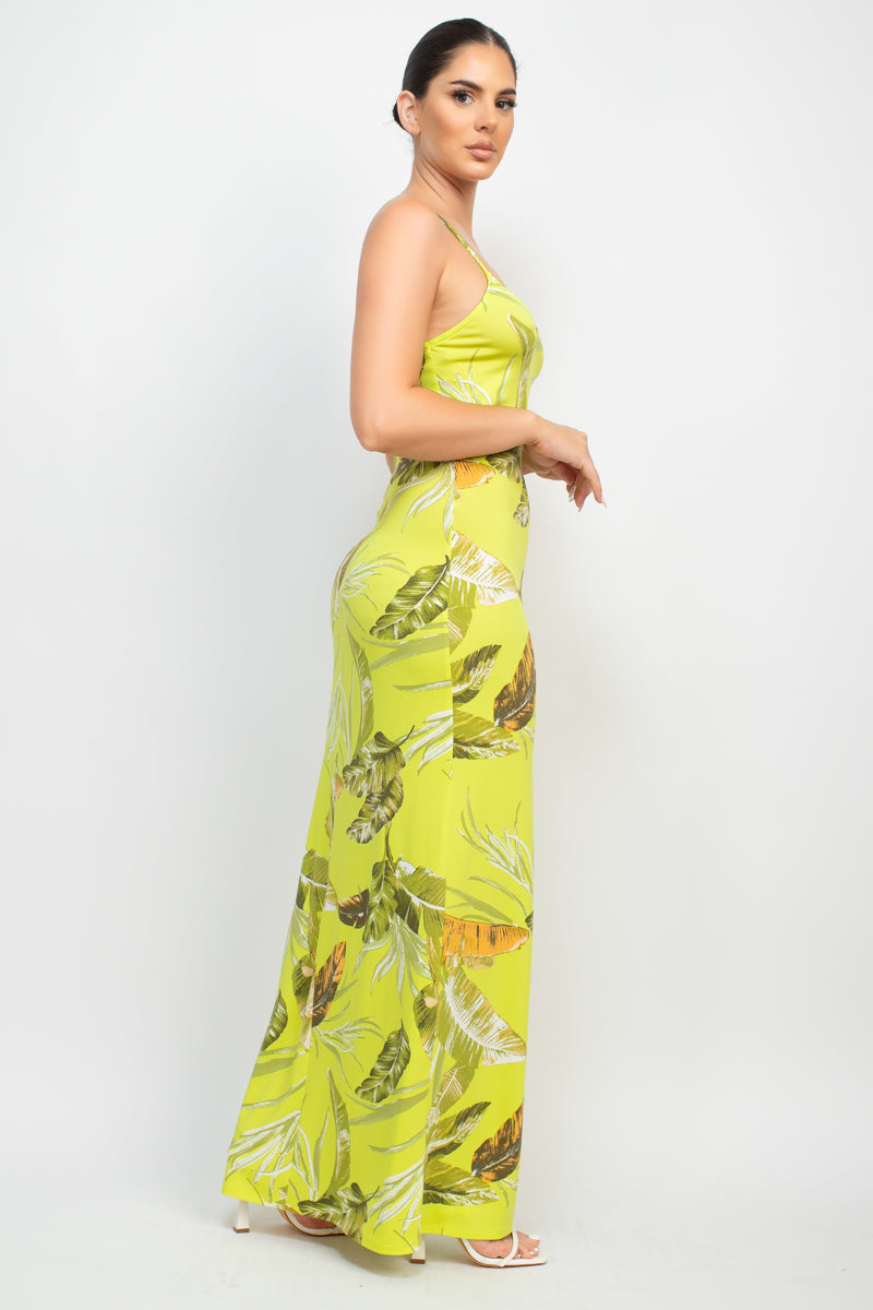 Sleeveless Tropical Print Maxi Dress - Tigbuls Variety Fashion