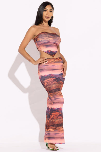Printed Tube Top And Maxi Skirt - Tigbuls Variety Fashion