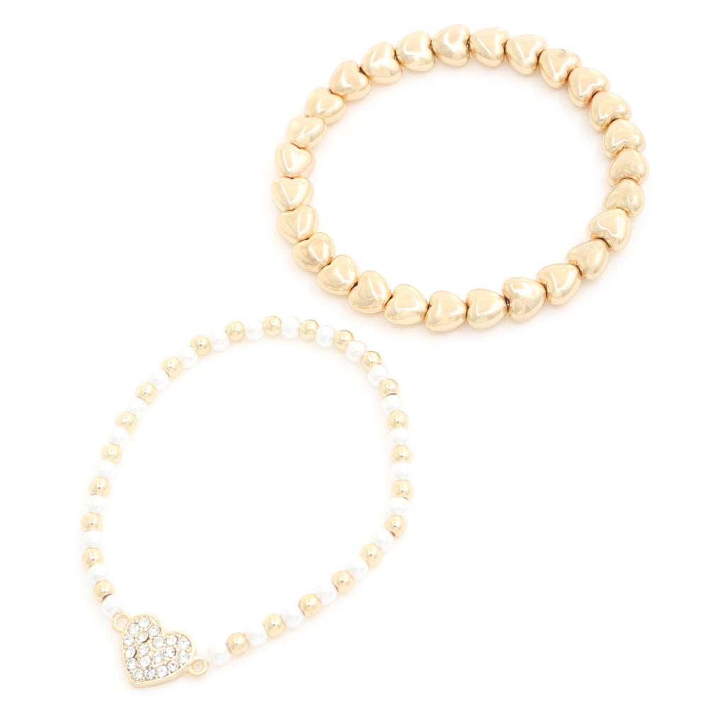 Heart Charm Beaded Bracelet Set - Tigbuls Variety Fashion