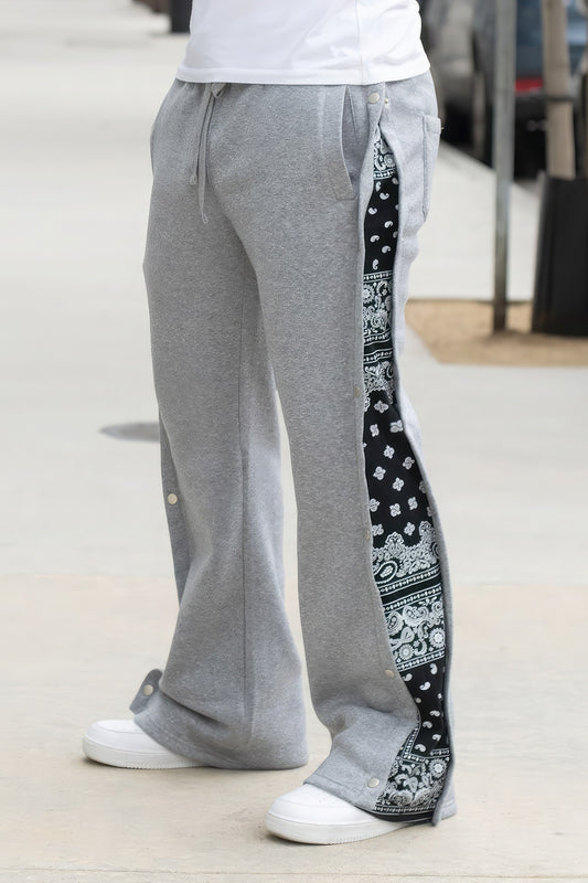 Grey Flared Bandana Fleece Pants | Tigbuls Variety Fashion
