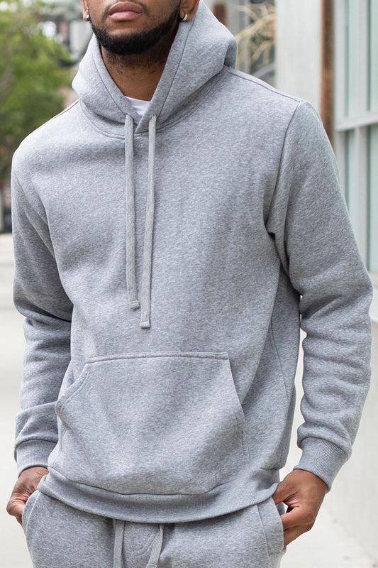 Men's Heather Grey Fleece Pullover Hooded Sweatshirt - Tigbuls Variety Fashion