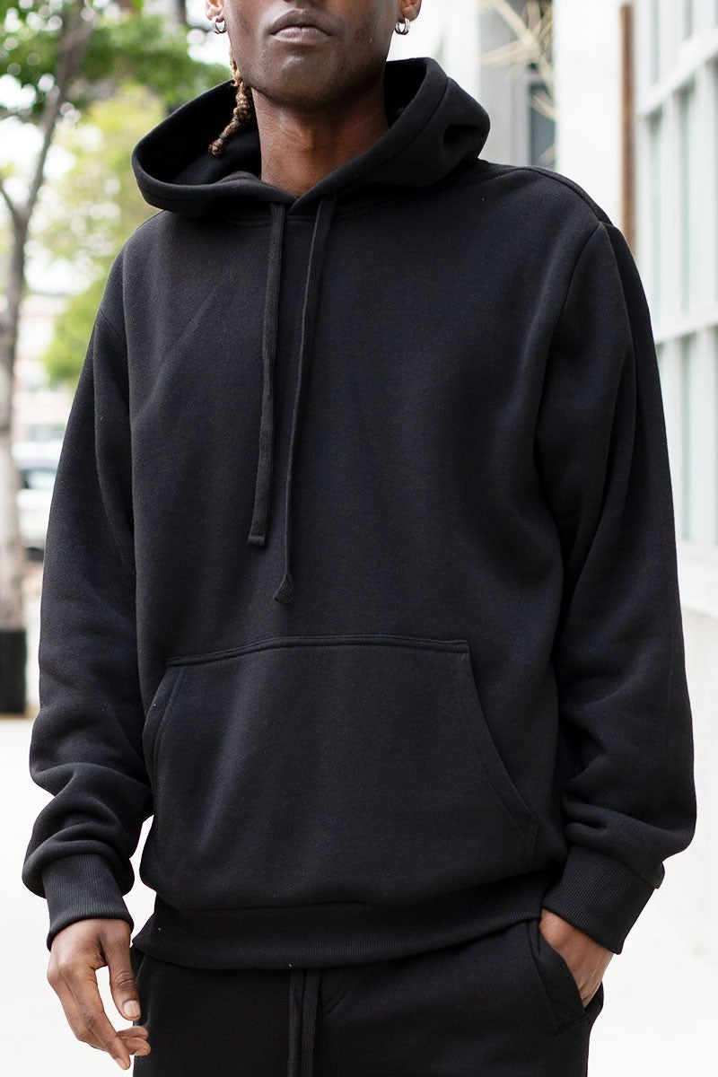 Men's Black Fleece Pullover Hoodie Sweatshirt - Tigbuls Variety Fashion