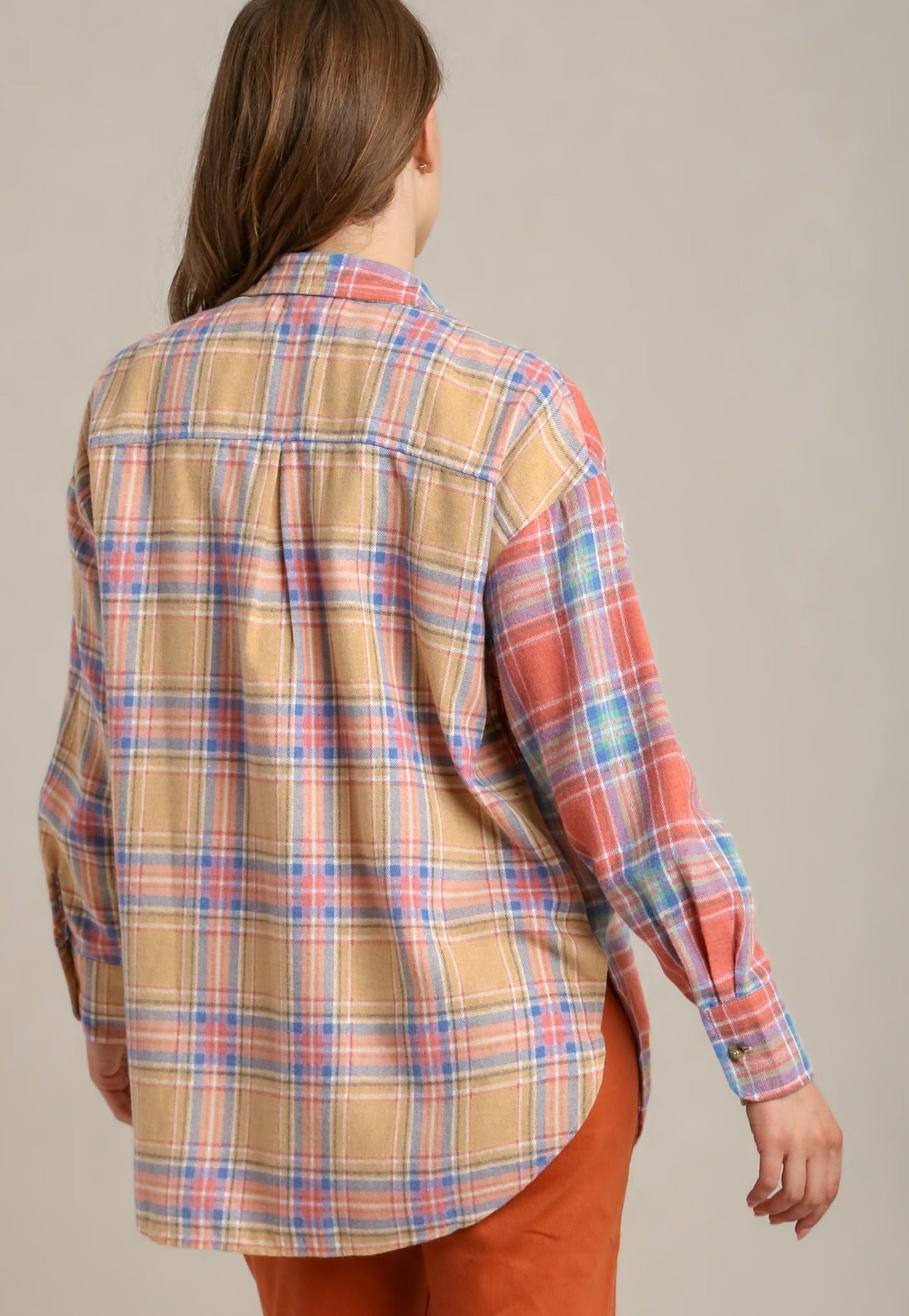 Mixed Plaid Button Down Flannel Shirt - Tigbuls Variety Fashion