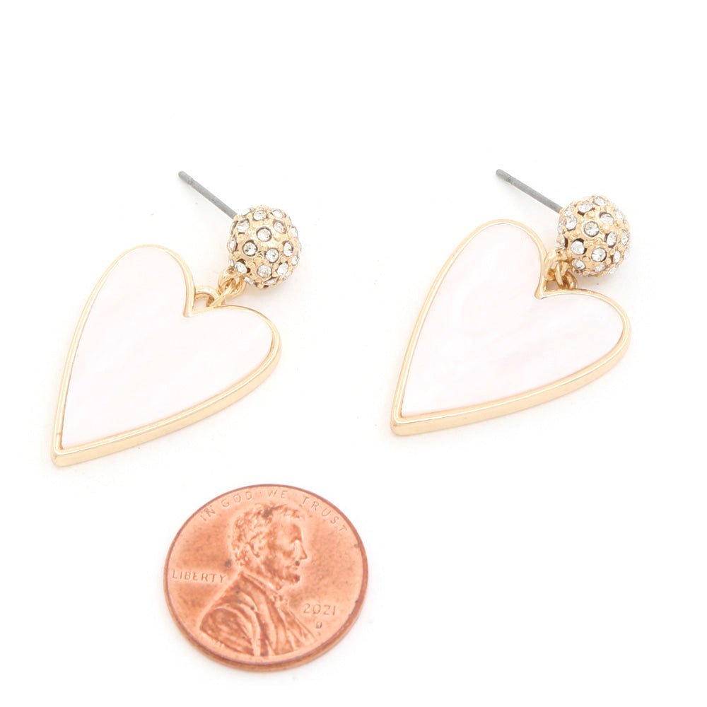 Heart Rhinestone Bead Dangle Earring - Tigbuls Variety Fashion
