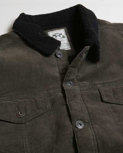 Men's Casual Green Corduroy Lined Trucker Jacket - Tigbuls Variety Fashion