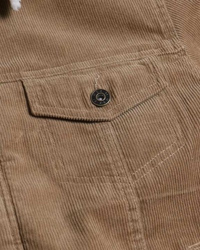 Men's Casual Brown Corduroy Lined Trucker Jacket - Tigbuls Variety Fashion