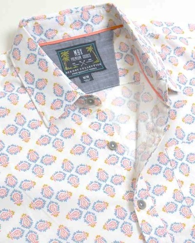 Men's Geo Tile Collared Button-Down Shirt - Tigbuls Variety Fashion