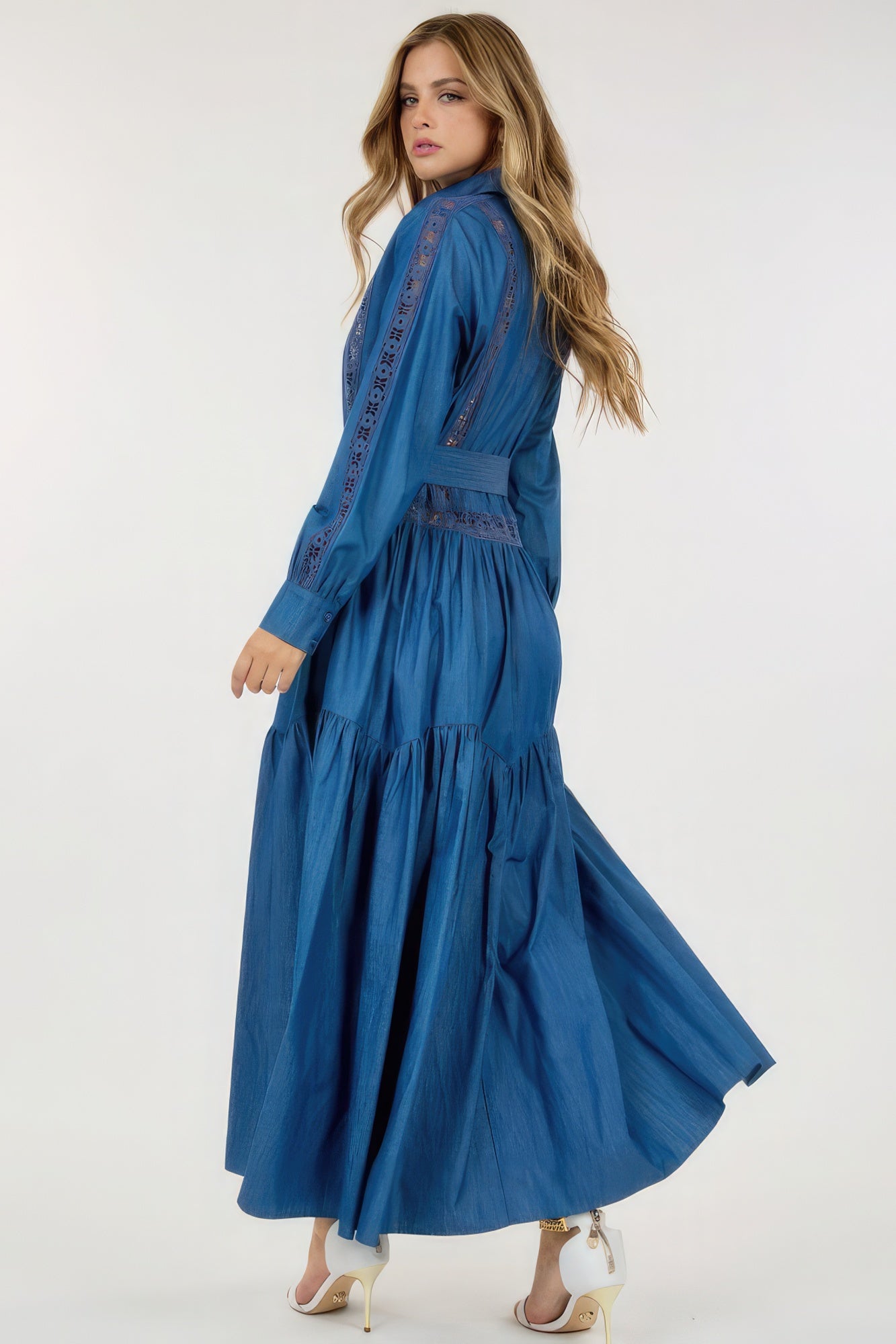 Long Sleeve Blue Maxi Dress - Tigbuls Variety Fashion