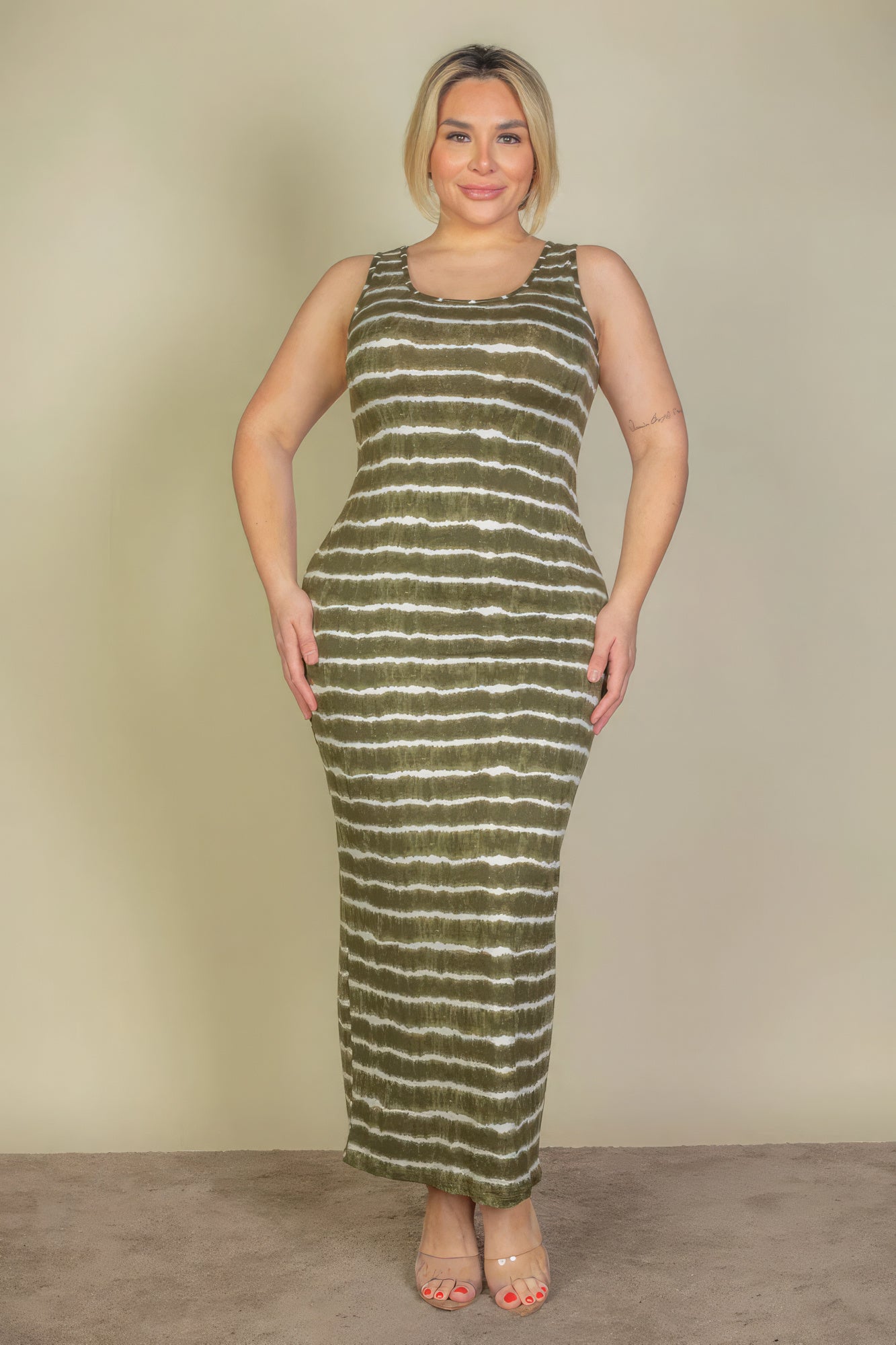 Plus Size Tie Dye Printed Tank Bodycon Maxi Dress - Tigbuls Variety Fashion