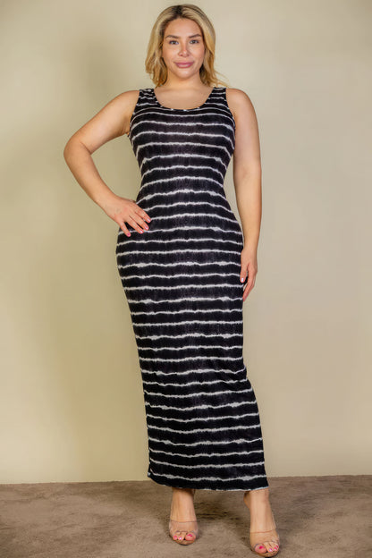Plus Size Tie Dye Printed Tank Bodycon Maxi Dress - Tigbuls Variety Fashion