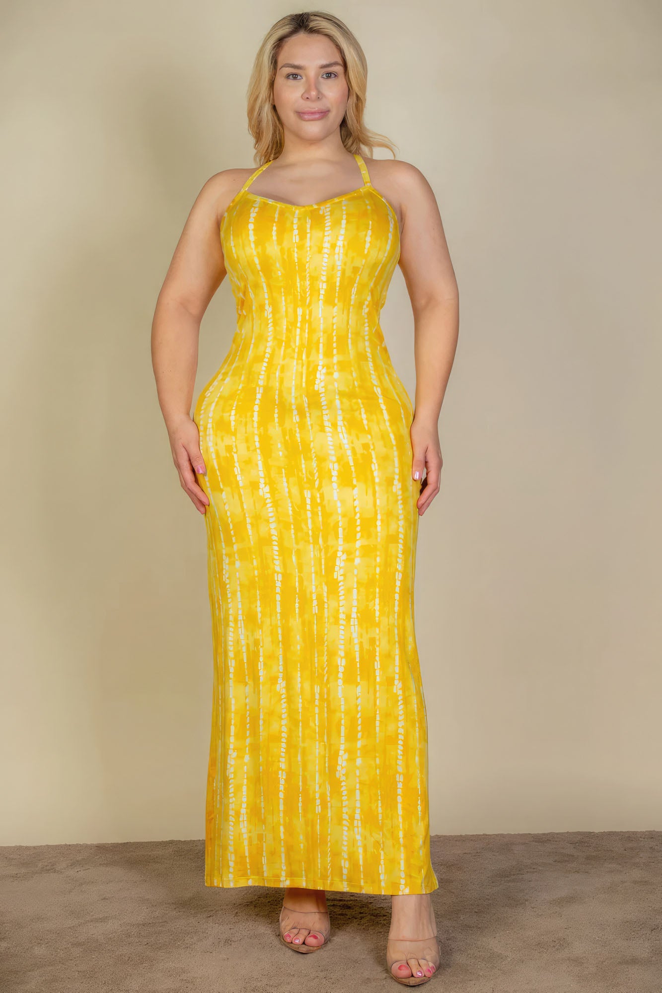 Plus Size Tie Dye Printed Cami Bodycon Maxi Dress - Tigbuls Variety Fashion