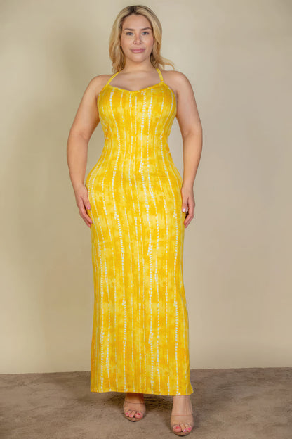 Plus Size Tie Dye Printed Cami Bodycon Maxi Dress - Tigbuls Variety Fashion